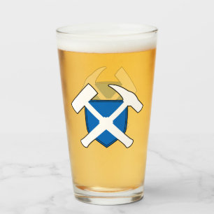 Geologist's Rock Hammer Logo with Flag of Scotland Glass