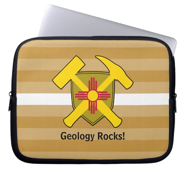 Geologist's Rock Hammer Logo with New Mexico Flag Laptop Sleeve (Front)
