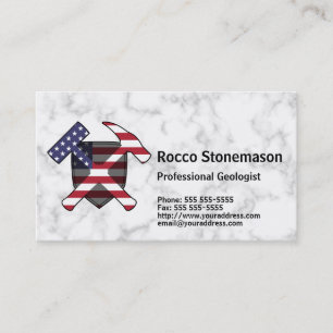 Geologist's Rock Hammer Logo with USA Flag Business Card
