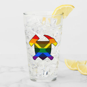 Geologist's Rock Hammer Shield- LGBT Rainbow Flag Glass