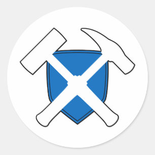 Geologist's Rock Hammer Shield- Scotland Flag Classic Round Sticker