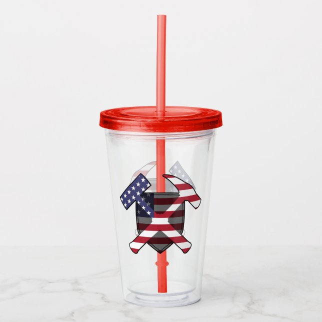Geologist's Rock Hammer with American Flag Acrylic Tumbler (Front)