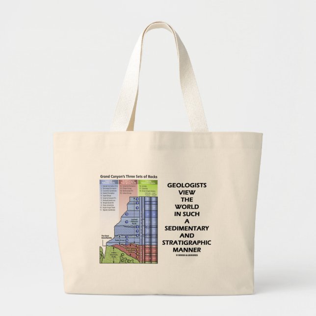 Geologists View World Sedimentary Stratigraphic Large Tote Bag (Front)