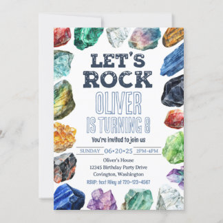 Geology Birthday Invitation, Gem Mining Invitation