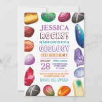 Geology Birthday Party Rocks Gems Crystals Invite