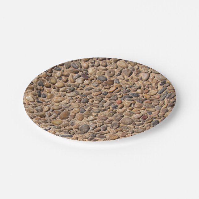 Geology Decorative Pebble Stones Photo Paper Plate (Angled)