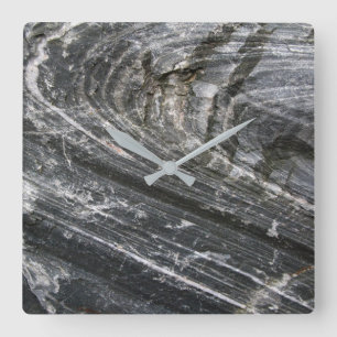 Geology Decorative Rock Gray Waves No Digits Square Wall Clock