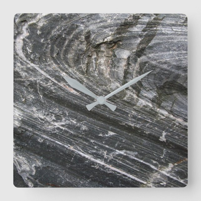 Geology Decorative Rock Gray Waves No Digits Square Wall Clock (Front)