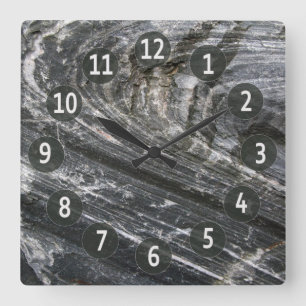 Geology Decorative Rock Gray Waves with Digits Square Wall Clock
