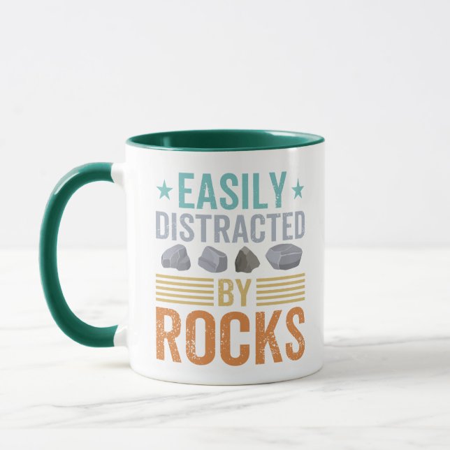Geology Gift.Easily Distracted by Rocks Rock Lover Mug (Left)