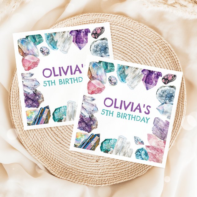 Geology Girl Birthday Gem Dig Party Napkins (Creator Uploaded)