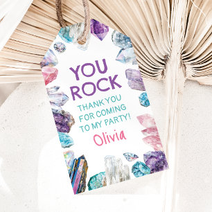 Geology Girl Birthday Gem Dig Party Thank You Gift Tags