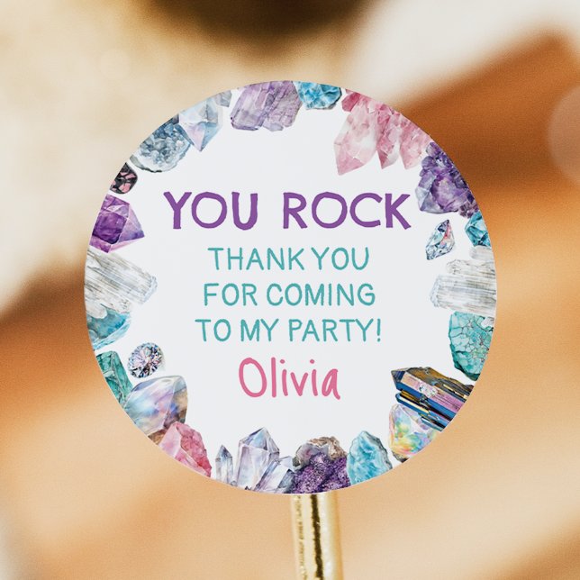 Geology Girl Birthday Rocks Dig Party Stickers (Creator Uploaded)