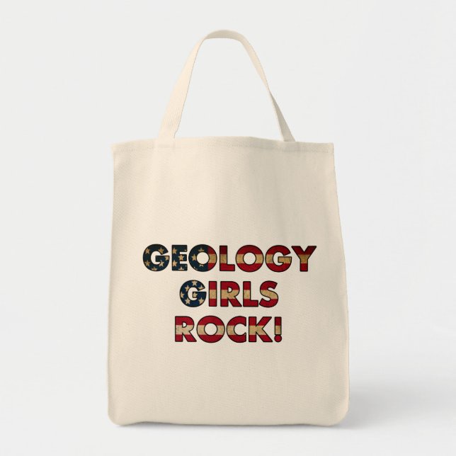 Geology Girls Rock! (USA Flag) Tote Bag (Front)