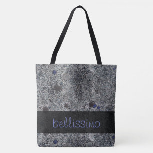 Geology Granite Grey with Blue Details any Text Tote Bag