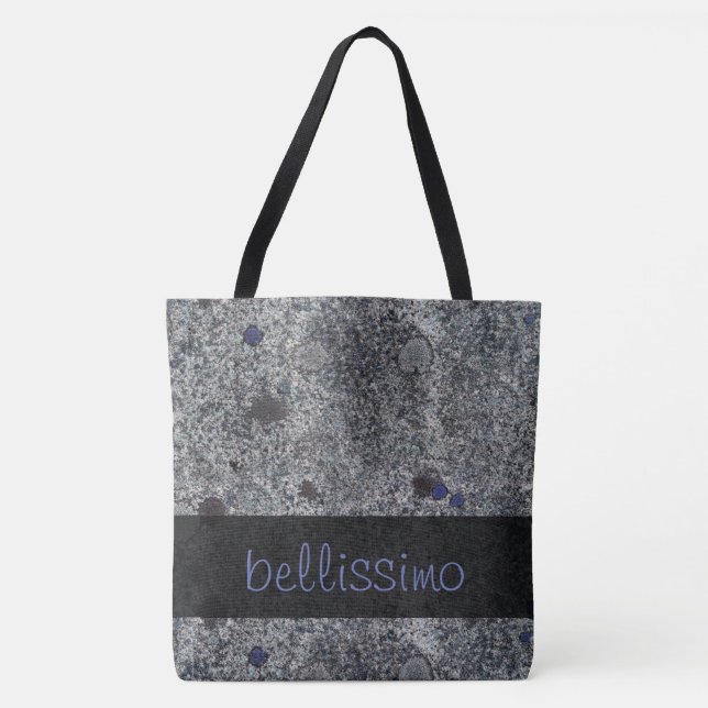 Geology Granite Grey with Blue Details any Text Tote Bag (Front)