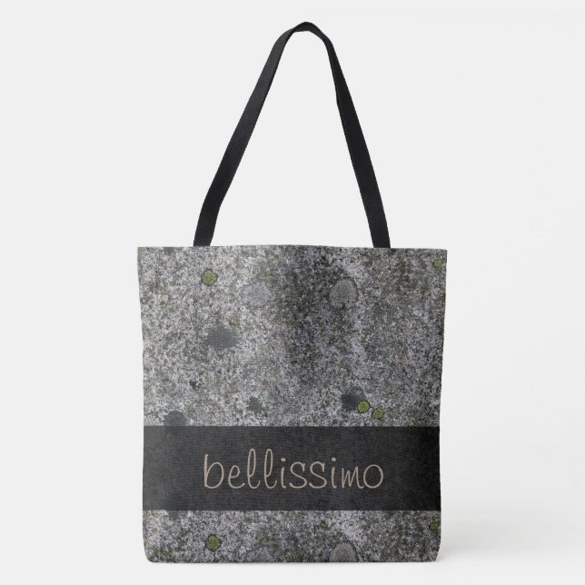 Geology Granite Grey with Moss Details any Text Tote Bag (Front)