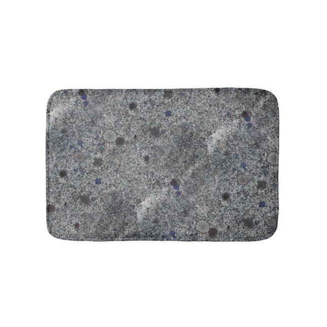 Geology Grey Granite Rock with Blue Details Bath Mat (Front)
