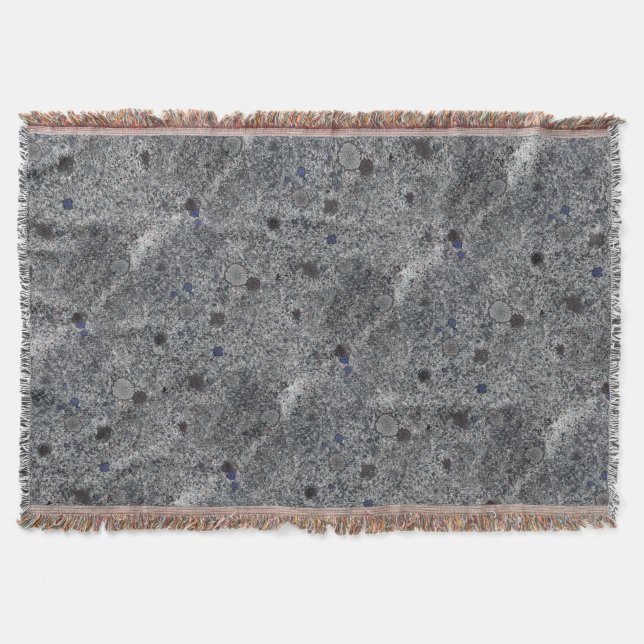 Geology Grey Granite Rock with Blue Details Throw Blanket (Front)