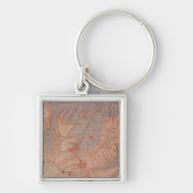Geology Map, Yellowstone National Part, Wyoming 2 Key Ring (Front)