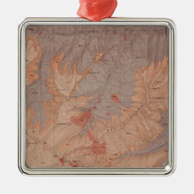 Geology Map, Yellowstone National Part, Wyoming 2 Metal Tree Decoration (Front)