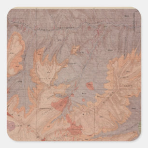 Geology Map, Yellowstone National Part, Wyoming 2 Square Sticker