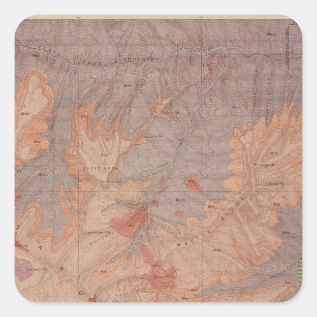 Geology Map, Yellowstone National Part, Wyoming 2 Square Sticker (Front)