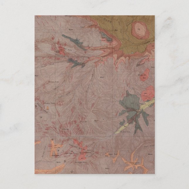 Geology Map, Yellowstone National Part, Wyoming 3 Postcard (Front)