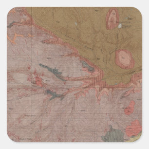 Geology Map, Yellowstone National Part, Wyoming 3 Square Sticker