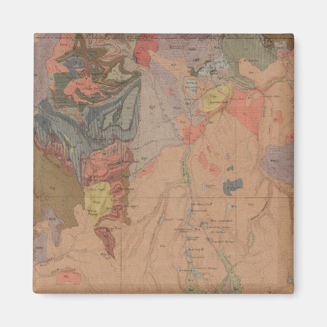 Geology Map, Yellowstone National Part, Wyoming Magnet (Front)