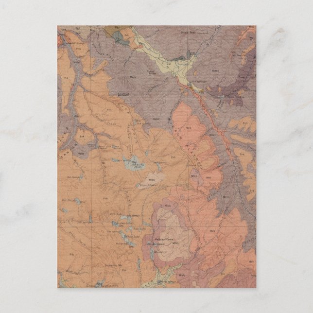 Geology Map, Yellowstone National Part, Wyoming Postcard (Front)