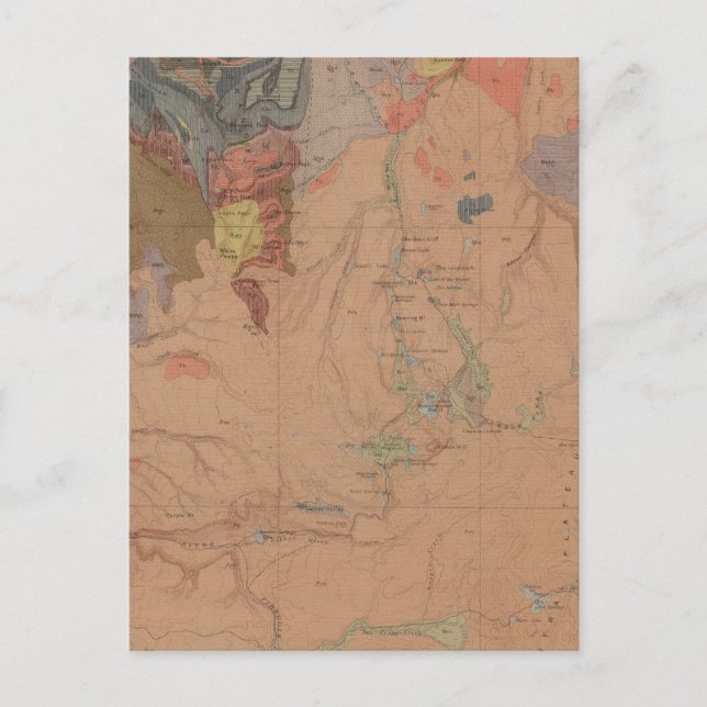 Geology Map, Yellowstone National Part, Wyoming Postcard (Front)