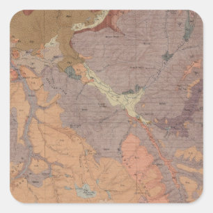 Geology Map, Yellowstone National Part, Wyoming Square Sticker
