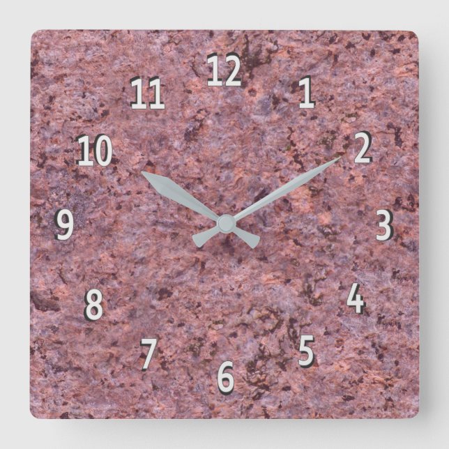 Geology Nature Photo Pink Rock Texture Square Wall Clock (Front)