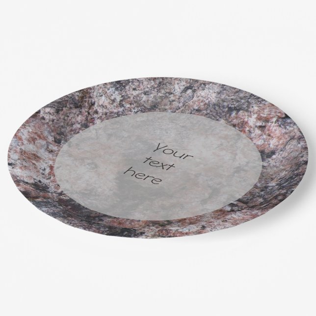 Geology Pinkish Rock Texture any Text Paper Plate (Angled)