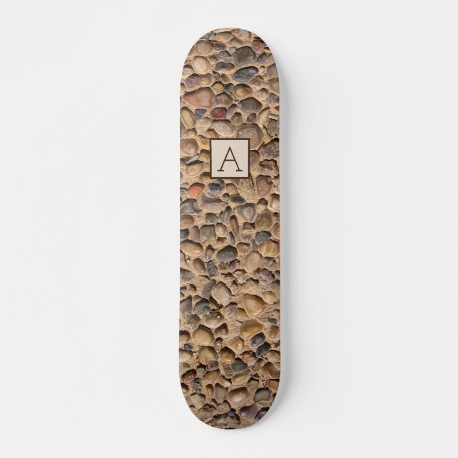 Geology River Stones with Custom Monogram Skateboard (Front)