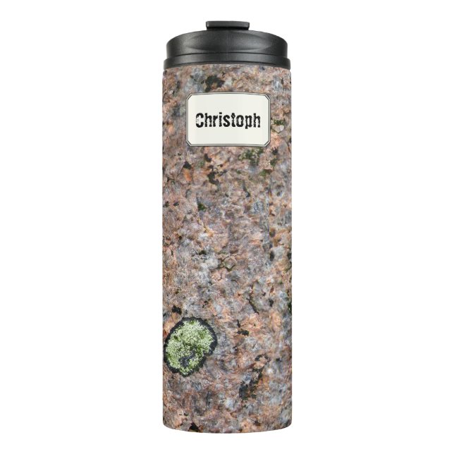 Geology Rock Texture Green Moss Custom Name Thermal Tumbler (Front)