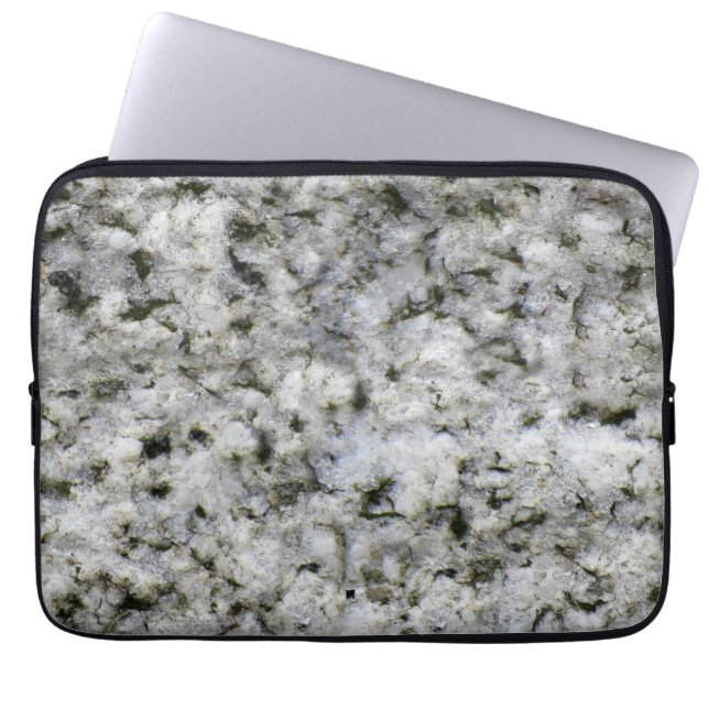 Geology Rock Texture White Granite custom Name Laptop Sleeve (Front)