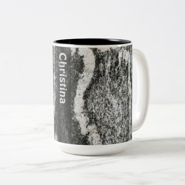 Geology Rock Texture with any Name Two-Tone Coffee Mug (Front Right)