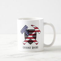 "Geology Rocks" American Flag Crossed Hammer Logo