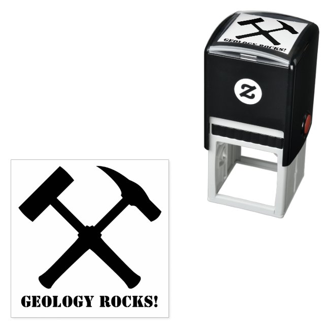 Geology Rocks!  Crossed Rock Hammer Self-inking Stamp (In Situ)
