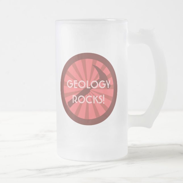 Geology Rocks! Hammer Badge Frosted Glass Beer Mug (Right)