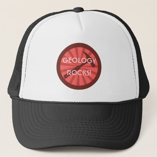 Geology Rocks! Hammer Badge Trucker Hat (Front)