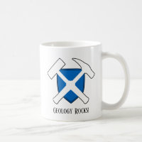 "Geology Rocks" Hammer Logo with Flag of Scotland