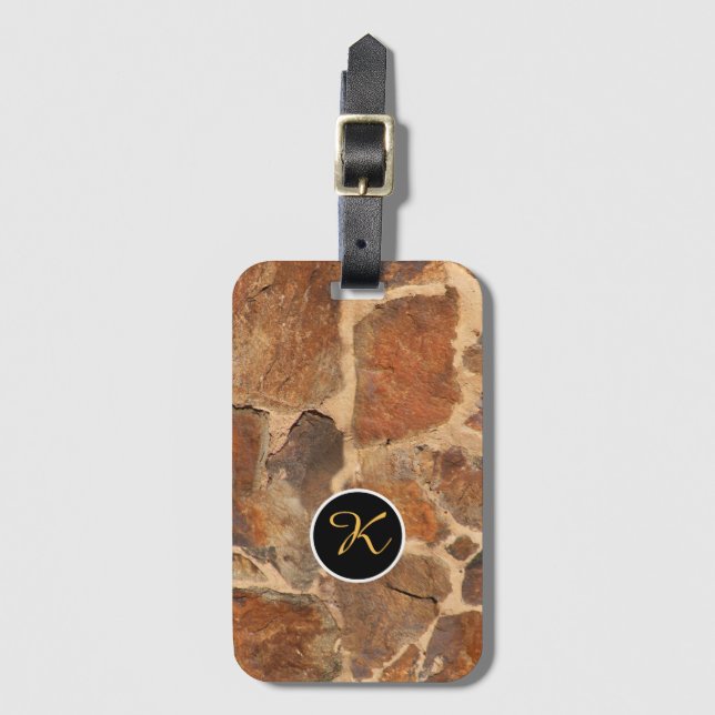 Geology Stone Structure Custom Monogram Luggage Tag (Front Vertical)