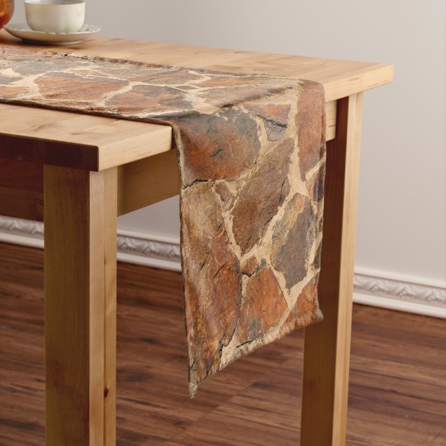 Geology Stone Wall Structure Photo Warm Golden Medium Table Runner (In Situ)