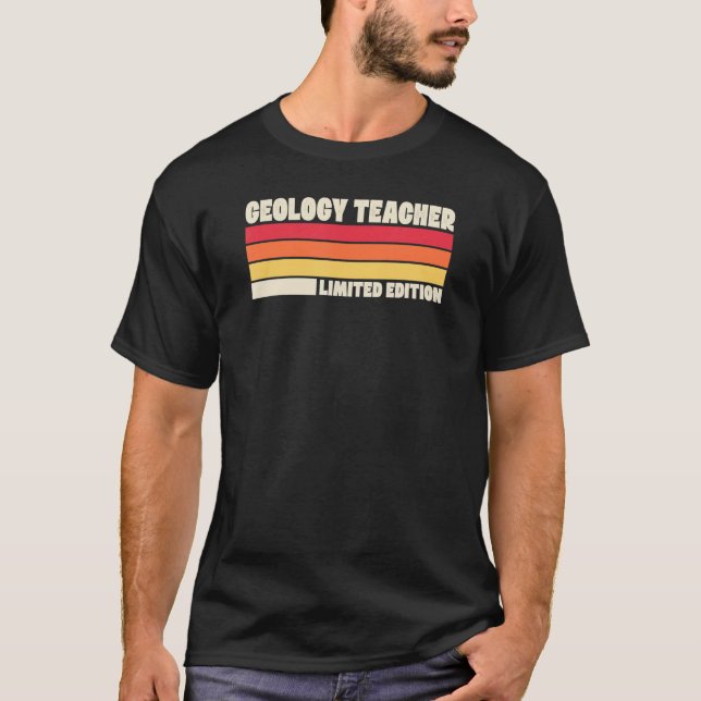 Geology Teacher Limited Edition Distressed Retro V T-Shirt (Front)