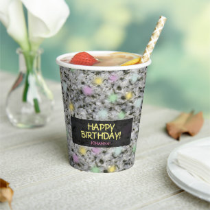 Geology White Granite Rock Pastel Dots any Text Pa Paper Cups