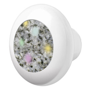 Geology White Granite Rock Texture Pastel Dots Ceramic Knob