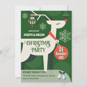 Geomatric classic deer christmas decor Invitation